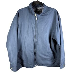 Haband Executive Division Jacket Mens‎ Blue Full Zip Plaid Lined Harrington